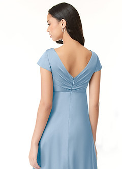 Azazie Allessia Robes de demoiselle d'honneur de maternité Robe Trapèze Plissée Longueur ras du sol Satin extensible image7