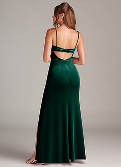 Azazie Leonis Bridesmaid Dresses Emerald Mermaid Strapless Velvet Dress image5