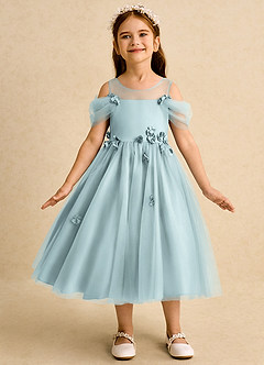 Azazie Juni Robe Demoiselle D'honneur Fillette Robe Princesse en Tulle Plissée Brume image4