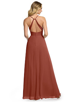 Azazie Davis Bridesmaid Dresses Auburn A-Line V-Neck Chiffon Dress image5