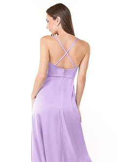 Azazie Naomie Jurken voor bruidsmeisjes Jurk van Stretch Satijn met A-Lijn Cowl halslijn zijsplit Lila image3