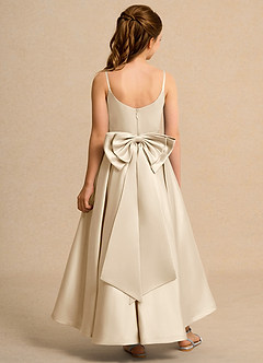 Azazie Sweets Girl vestidos de niña de las flores Vestido de Champán de Satin Mate de Corte En A con Plisado image2