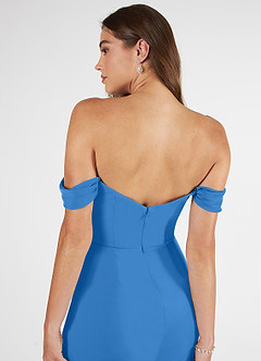 Azazie Kit Bridesmaid Dresses Blue Jay Mermaid Off the Shoulder Mesh Dress image7