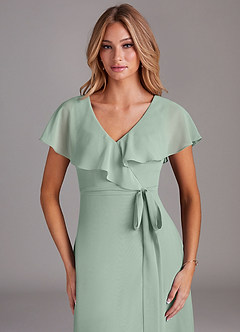 Azazie Lainey Bridesmaid Dresses Agave A-Line with Pockets Chiffon Dress image6