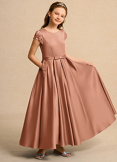 Azazie Bunny Junior Formal Robe Demoiselle D'honneur Fillette Robe Princesse en Dentelle Bronze image1