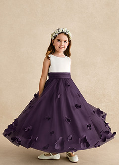 Azazie Vi Flower Girl Dresses Plum A-Line Sleeveless Tulle Dress image8