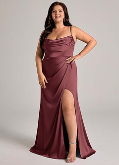 Azazie Johana Bridesmaid Dresses Merlot Mermaid Off the Shoulder Stretch Satin Convertible Dress image14