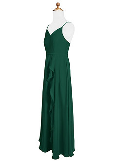 Azazie Naeem Junior A-Linie Gestreift Chiffon Kleid Smaragd image6