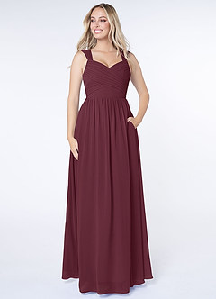 Azazie Raine Final Sale Matcha A-Line Sweetheart Ruched Chiffon Dress image1