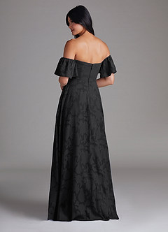 Azazie Sue Vestidos de damas de honor Vestido de Negro de Devorado Floral de Corte en A Convertible con Vestidos sin tirantes image4