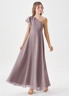 Azazie Arabella Junior Dusk A-Line Ruched Chiffon Dress image4
