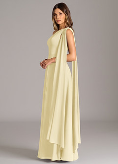 Azazie Tella Bridesmaid Dresses Lemon Sorbet A-Line One Shoulder Chiffon Dress image5