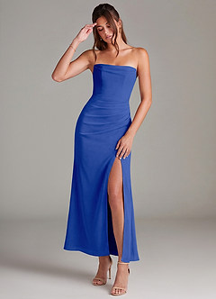 Azazie Leonis Bridesmaid Dresses Royal Blue Mermaid Strapless Chiffon Convertible Dress image1