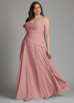 Azazie Gabriela Bridesmaid Dresses Dusty Rose A-Line Corset Chiffon Dress image17