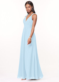 Azazie Maren Bridesmaid Dresses Sky Blue A-Line Pleated Chiffon Dress image3