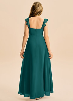 Azazie Mavie Junior A-Line Ruchede Chiffon Gulv-længde Junior brudepige Kjole image2