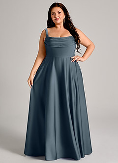 Azazie Shaude Bridesmaid Dresses Twilight A-Line Pleated Stretch Satin Dress image12