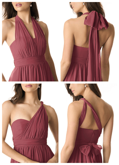Azazie Olani Bridesmaid Dresses Merlot A-Line Off the Shoulder Chiffon Convertible Dress image2
