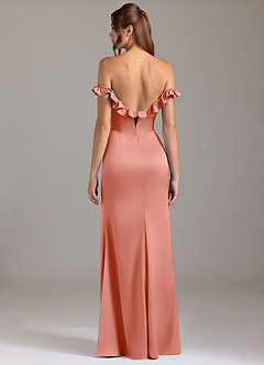 Azazie Callie Robes de demoiselle d'honneur Robe Trapèze Convertible en Satin extensible Rayé Corail image7