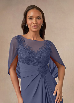 Azazie Hera Stormy A-Line Lace Capelet Chiffon Dress | Azazie