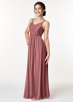 Azazie Luxy Junior Desert Rose Pleated Mesh Dress image5