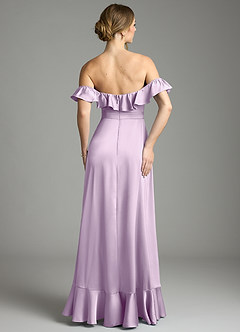 Azazie Lyra Bridesmaid Dresses Frosted Lilac A-Line Off the Shoulder Stretch Satin Convertible Dress image10