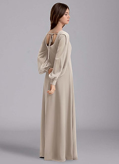 Azazie Bondi Junior Abito A-Line in Chiffon Blusa Gelo image6