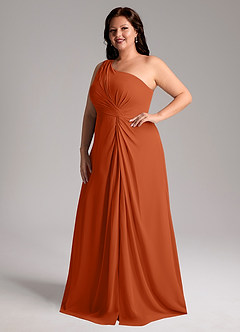 Azazie Brooke Brautjungfernkleider A-Linie One-Shoulder Chiffon Kleid Gebranntes Orange image11