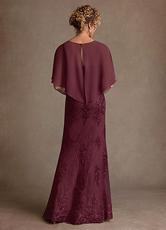 Azazie Amrita Abiti per la Madre della Sposa Abito Sirena in Chiffon Pizzo Cabernet image3