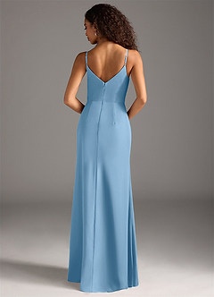 Azazie Deandra Robes de demoiselle d'honneur Robe Sirène en Mousseline de soie Plissée Acier Bleuté image6