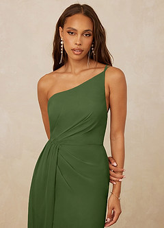 Christian Siriano Bridal for Azazie 1003 Bridesmaid Dresses Olive Sheath One Shoulder Chiffon Dress image4