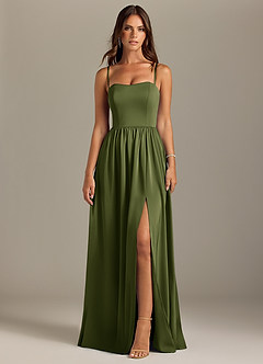 Azazie Calianna Bridesmaid Dresses Olive A-Line Off the Shoulder Stretch Satin Convertible Dress image9
