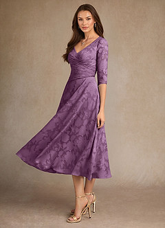 Azazie Durant Mother of the Bride Dresses Wisteria A-Line Pleated Floral Burnout Dress image1