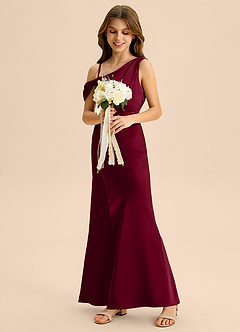 Azazie Madelyn Junior Klä av Tubklänning i Stretch Satin Av axeln image5