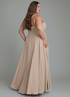 Azazie Amani Robes de demoiselle d'honneur Robe Trapèze en Mousseline de soie Plissé Taupe image8