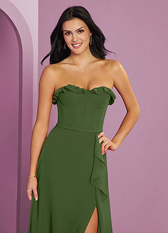 Barbie ♥ Azazie Bridesmaid Dresses Olive A-Line Sweetheart Neckline Chiffon Dress image6