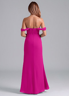 Azazie Asha Jurken voor bruidsmeisjes Converteerbaar Jurk van Chiffon met Kolom Off the Shoulder Fuchsia image5