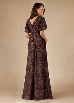 Azazie Emmeline 신부의 어머니 드레스 A라인 주름진 플로럴 번아웃 플로어 길이 드레스 image2