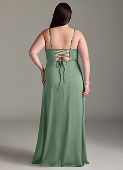Azazie Marchella Bridesmaid Dresses Matcha A-Line Corset Stretch Satin Dress image8
