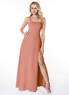 Azazie Jay Bridesmaid Dresses MAI TAI A-Line Square Neckline Side Slit Chiffon Dress image1