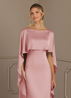 Azazie Eli Mère de la mariée Robes Robe Fourreau en Satin extensible Col de bateau Rose Poudré image5