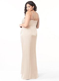 Azazie Maci Bridesmaid Dresses White Alabaster A-Line V-Neck Pleated Stretch Satin Dress image12