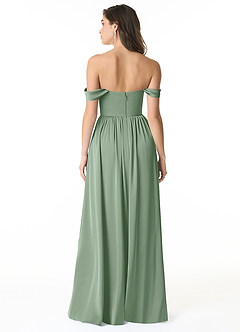 Azazie Morana Brautjungfernkleider Wandelbar A-Linie Schulterfrei Stretch-Satin Kleid Matcha image3