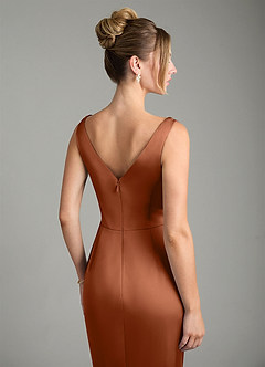 Azazie Alena Brautjungfernkleider Meerjungfrau-Linie Plissee Stretch-Satin Kleid Kupfer image10