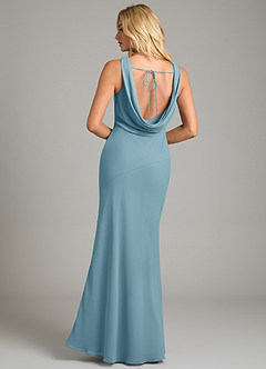 Azazie Rylina Bridesmaid Dresses Moody Blue Mermaid Pleated Chiffon Dress image6