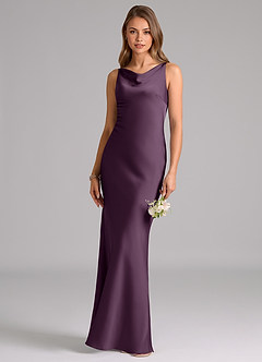 Azazie Allettie Bridesmaid Dresses Plum Mermaid Stretch Satin Dress image1