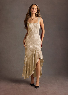 a-line drop waist wedding dress Long High-low Skirt Cream Mesh Rtw