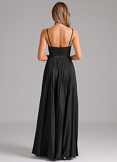Azazie Tyla Bridesmaid Dresses Black A-Line Sweetheart Neckline Stretch Satin Dress image2