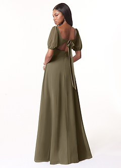 Azazie Alani Bridesmaid Dresses Willow Green A-Line Square Neckline Chiffon Dress image2
