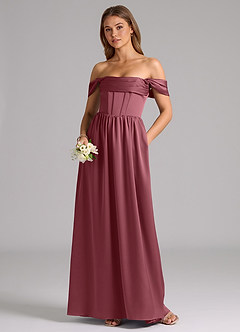 Azazie Hattie Bridesmaid Dresses Desert Rose A-Line Corset Stretch Satin Dress image5